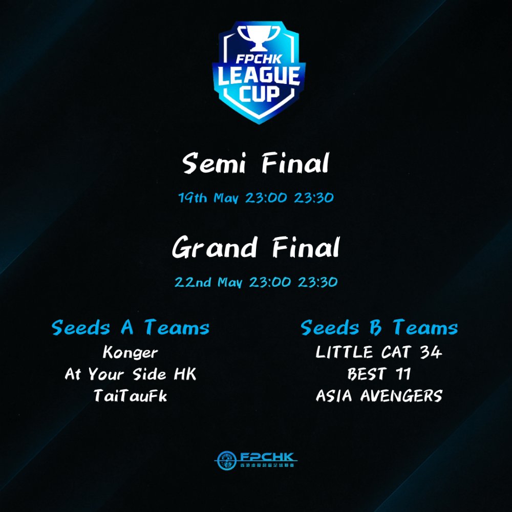 🔥 FPCHK LEAGUE CUP S16 🔥
香港最強，決一高下！

34隊球隊，一個冠軍！🏆

#FPCHK #FPC #LeagueCup #EAFC #FC25