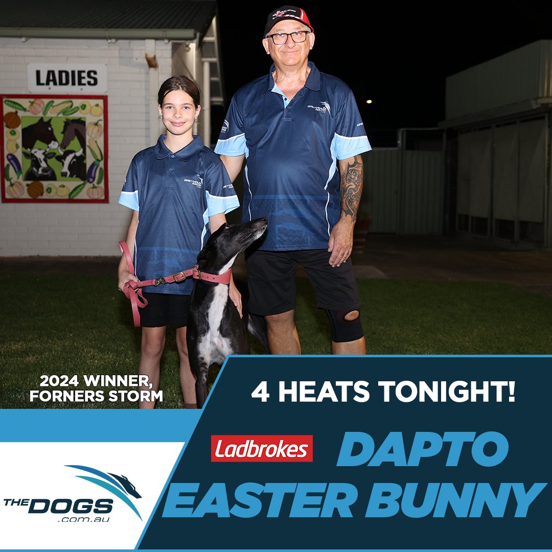 The Dogs (@thedogs_com_au) on Twitter photo Forners Storm won the @Ladbrokescomau <a href="/DaptoG/">Dapto Greyhounds</a> Easter Bunny last year, and will be looking to defend her title tonight when she takes her place in Heat 1!
We've got 4 heats in all to look forward to... who do you like?
#thedogs Forners Storm won the @Ladbrokescomau <a href="/DaptoG/">Dapto Greyhounds</a> Easter Bunny last year, and will be looking to defend her title tonight when she takes her place in Heat 1!
We've got 4 heats in all to look forward to... who do you like?
#thedogs
