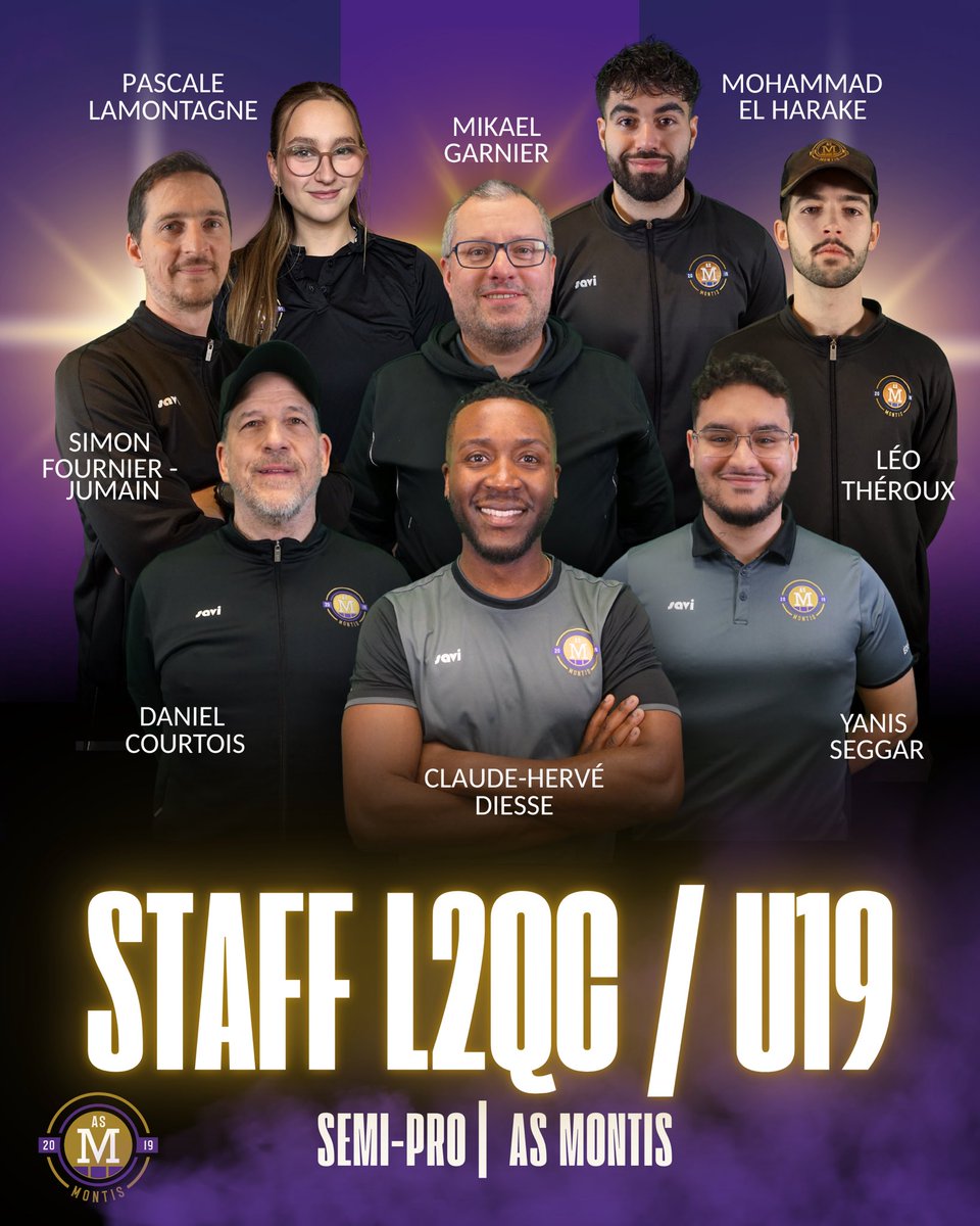QuebeFoot's tweet photo. Staff L2QC &amp; U19 Espoir 

#ASMONTIS 🟣 #L2QC #L1QC https://t.co/8E5UBmM6Ck