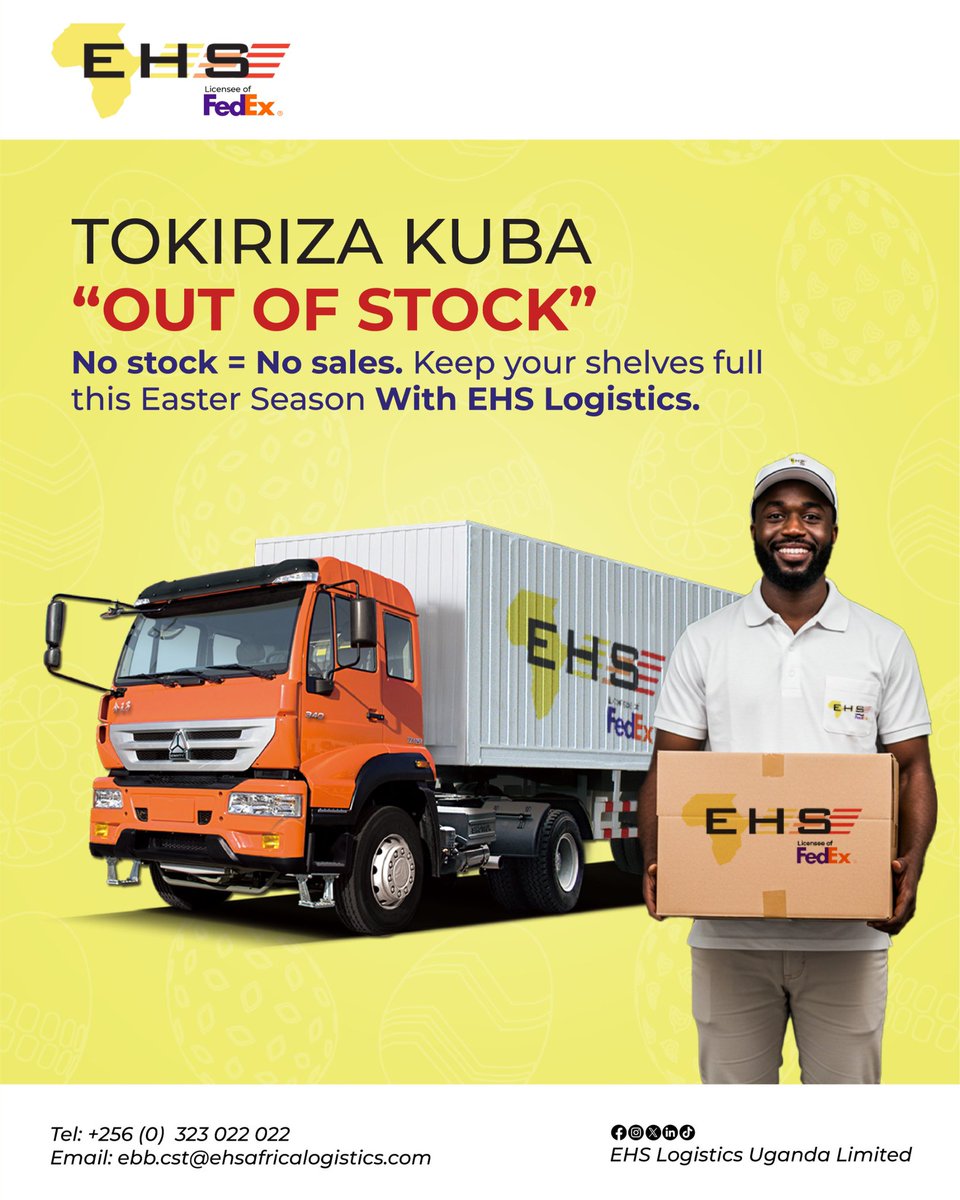EHSlogisticsUG's tweet photo. Don’t let your business slow down this Easter season EHS/FedEx Uganda is here to keep your shelves stocked and your customers happy.
Ship smart. Stay ahead. This Easter, we’ve got your back.
#EasterLogistics #FedExUganda #BusinessSupport #SmartShipping #AjithKumar https://t.co/IFbGgSiU7w