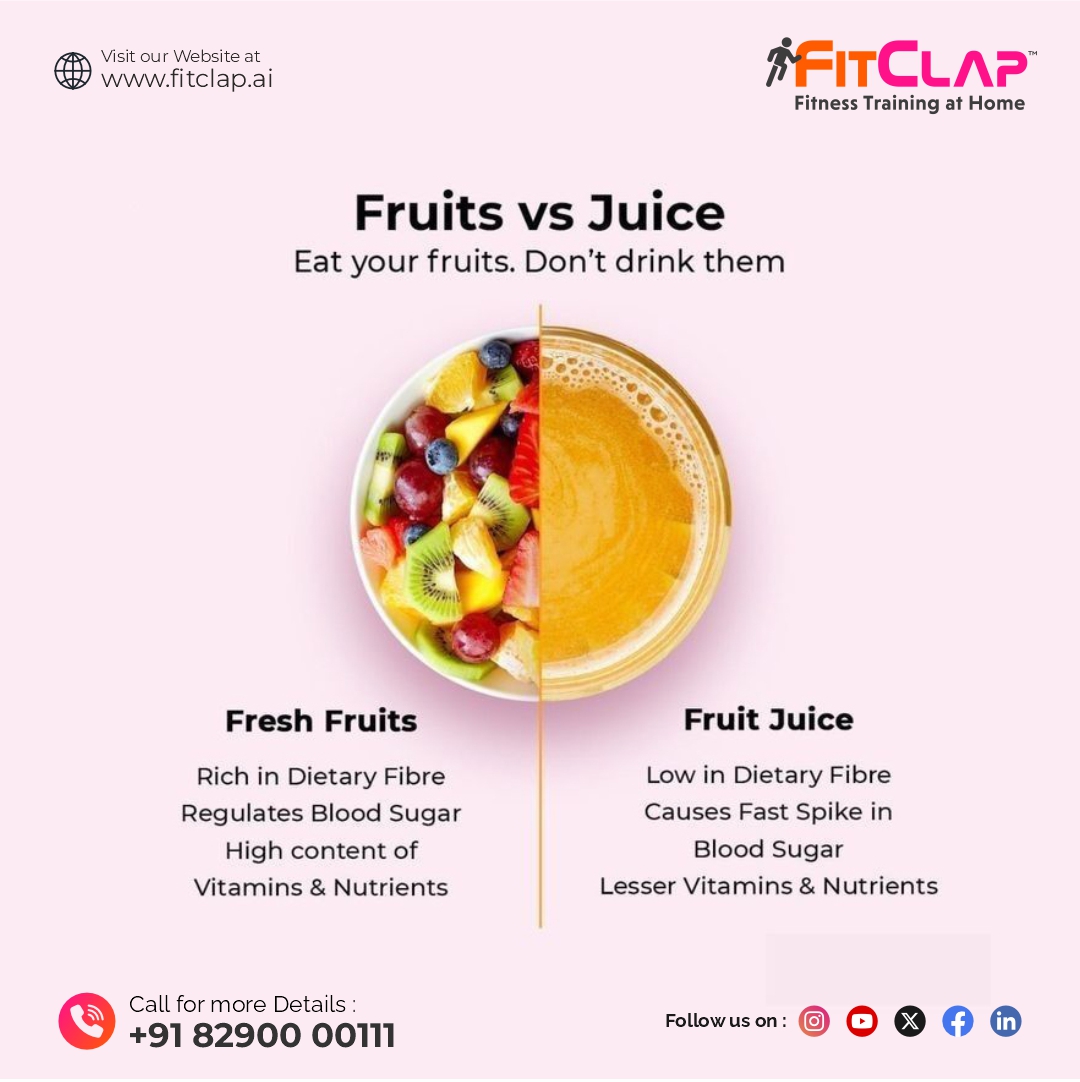 fitclap's tweet photo. 🥝🍊 Fruits vs Juice – Know the Difference!

Don’t sip away the nutrients — eat your fruits! 🍓
Fresh fruits are packed with fiber, regulate blood sugar, and are full of vitamins &amp; nutrients your body craves. 💪

#FitClap #EatSmart #FruitsOverJuice 🥗🍹 #HealthyChoices https://t.co/C8ILShdoHs
