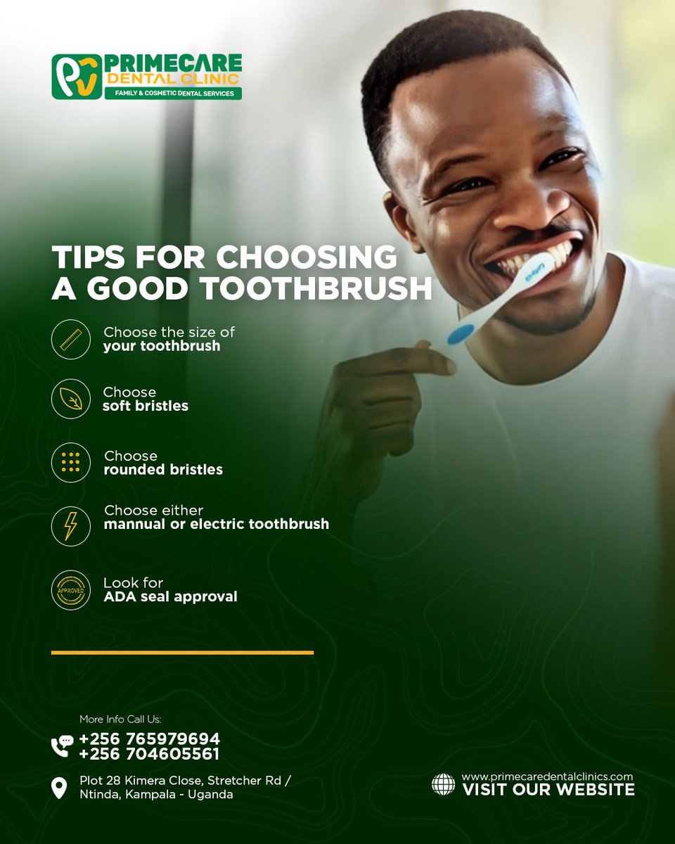 PRIMECARE_UG's tweet image. Your toothbrush matters more than you think.
•Soft, rounded bristles
•Right size for your mouth
•Manual or electric, your choice
•ADA approved always

Healthy smiles start with smart choices.

#OralHealth #DentalCare #ToothbrushTips #PrimeCareDentals #HealthySmile