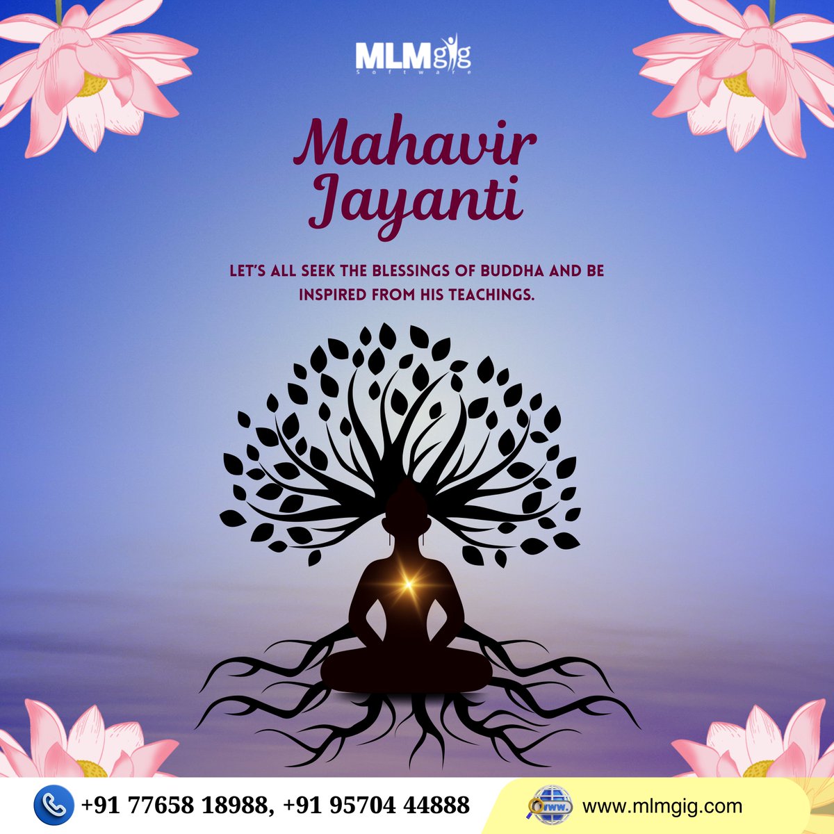 🌼 On this #MahavirJayanti, let’s walk the path of Ahimsa, truth &amp; self-discipline inspired by Lord Mahavir’s teachings.
🕊️ Peace begins from within.
#MLMGig wishes you harmony and light. ✨
🔗 mlmgig.com