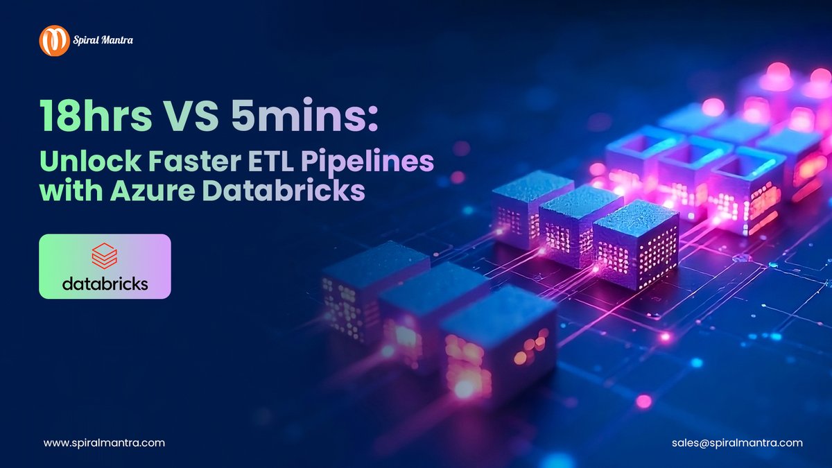 spiral_mantra's tweet image. Accelerate your #ETLpipelines with #Azure #Databricks✔️,
helps to reduce processing time from 18 hours to 5 minutes by utilizing🌐scalable compute clusters and #SQL.

Read our blog: spiralmantra.com/blog/faster-et…

Contact us: spiralmantra.com/contact-us/ or sales@spiralmantra.com

#BigData
