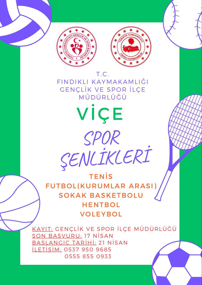 GSB_FindikliGM's tweet photo. İLÇEMİZDE , 21 NİSANDA  SPOR ŞENLİKLERİ BAŞLIYOR 🏐⚽️🎾 https://t.co/cmv31FiK2D