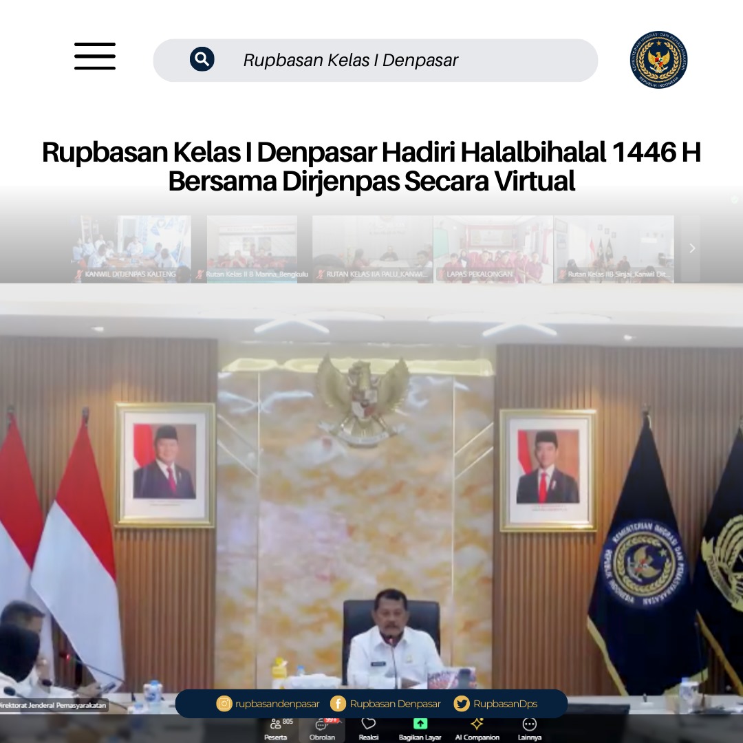 RupbasanDps's tweet photo. Rupbasan Kelas I Denpasar Hadiri Halalbihalal 1446 H Bersama Dirjenpas Secara Virtual

https://t.co/00OUw8iRu5

https://t.co/8JAcFHhciP https://t.co/fy2itQzDNp