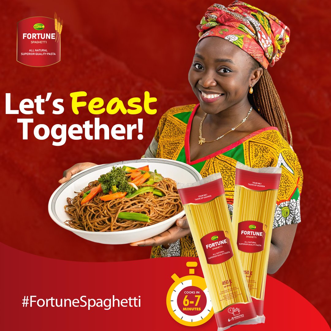 BidcoUganda's tweet photo. Letโs feast together with the rich taste of Fortune Spaghetti ๐
Made to bring smiles to every table! ๐
#FortuneSpaghetti #TasteOfTogetherness https://t.co/idRuYK7xBQ