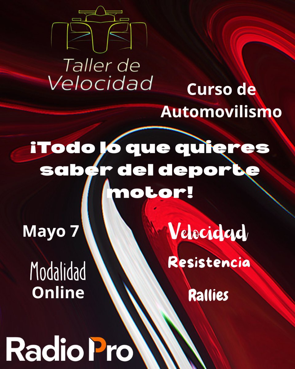 🏎️ **Taller de Velocidad Online**  
🗓️ 7 de mayo | ⏰ 20:00 hrs México  
🎙️ Con **@SamReyesH** de TUDN  

Aprende a narrar el automovilismo como un profesional.  
📲 ¡Reserva tu lugar!  
[Inserta tu enlace]  

#CreadorDeContenido #Automovilismo #TallerDeVelocidad 🚗🔥