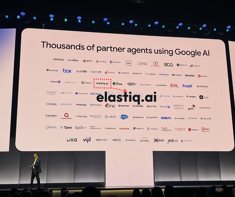 elastiqai's tweet photo. https://t.co/HFSh6WGZHa was featured at the @Google Cloud Next ‘25 Partner Keynote as a leading force in #AIAgent transformation. 

The world is shifting - and #AIAgents will change how every enterprise operates.

We’re here to scale that future. Let’s go. https://t.co/AmeZlSzF3o