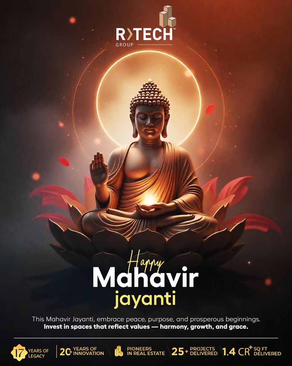 rtech_group's tweet image. Celebrate Mahavir Jayanti by embracing truth, non-violence, and compassion — values that build a brighter, kinder future. 🌼✨
#MahavirJayanti #PathOfPeace #CompassionFirst #ValuesForLife #InspireWithKindness