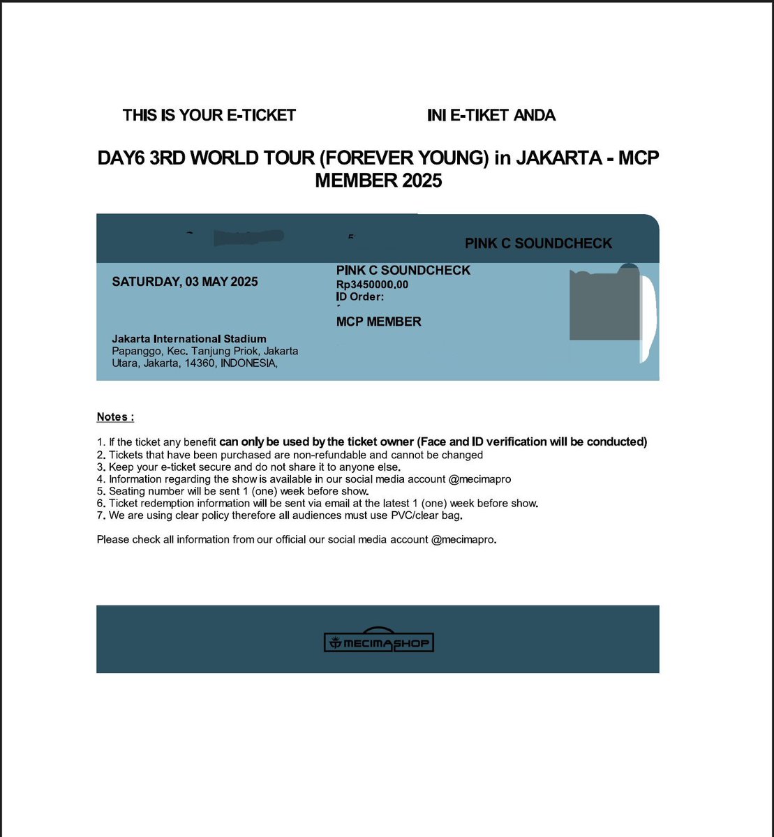 earlyonk's tweet photo. ‼️ HELP RT ‼️

WTS DAY6 FOREVER YOUNG JAKARTA

Pink C Soundcheck — Rp3.600.000
Presale membership

✅️ trusted, wajahku udh banyak di akun ini
✅ tiket pribadi
✅ nego 
✅ bisa fullpay / cicilan sampe hari h
✅️ bonus kupinjami lb (khusus dom semarang)

dm for more info! https://t.co/2Q7MBfpMjs