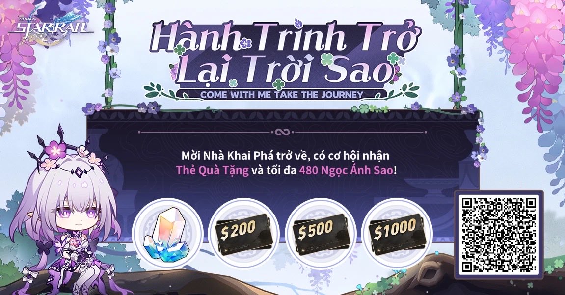 Mời Nhà Khai Phá Trở Về liên kết mã mời và đăng nhập game, nhận phần thưởng bất ngờ như Ngọc Ánh Sao, Thẻ Quà Tặng v.v.