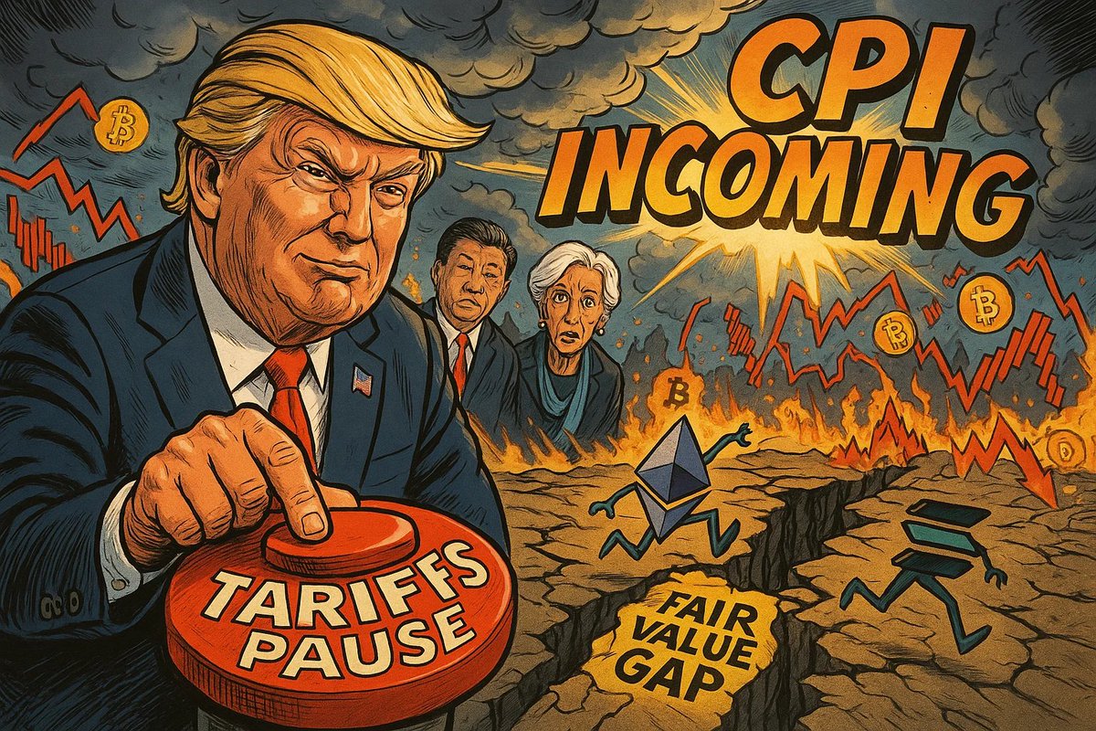 Insidypto's tweet photo. Donald Trump hits "Pause" on tariffs 🟥 CPI numbers incoming 🟢

Markets squeeze, gaps close, but are we really bullish?

📉 BTC & ETH still in bearish structure
📈 CPI below 2.5% = last hope for bulls
Full analysis on my Telegram channel 👇
https://t.co/lKr2Tf3nqH
#Bitcoin #CPI #Trump #Macro #Crypto #BTC