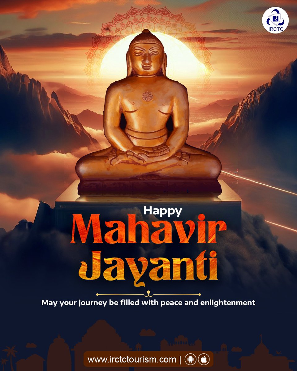 IRCTCofficial's tweet photo. IRCTC wishes everyone a blessed Mahavir Jayanti! May the teachings of Lord Mahavir inspire us to lead lives rooted in truth, non-violence, and compassion.
#MahavirJayanti #Mahavir #SimplifyFestiveTravel https://t.co/zVpgkj6spO