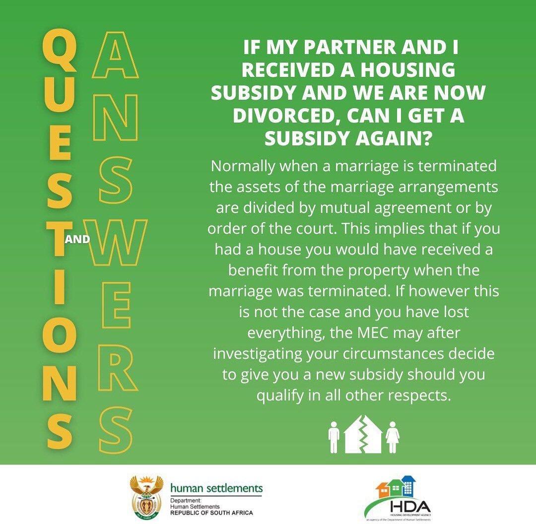 GP_DHS's tweet image. Q. If my partner and I received a housing subsidy and we are now divorced, can I get a subsidy again?

#TheHDA #DHSProjects #RebuildTheHDA AffordableHousing #Housing #property #GrowingGautengTogether