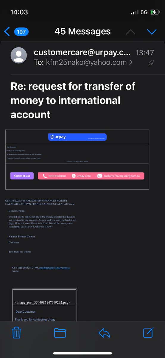 katimadz's tweet photo. @urpay_care This is 45 email as you see. Until when you will resolved my problem? Where is the money? 

هذا بريد إلكتروني رقم ٤٥ كما ترى. إلى متى ستحلون مشكلتي؟ أين المال؟ https://t.co/8tdYCpBgaU