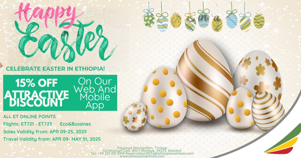 ethiopianturkey's tweet photo. #HappyEaster #Discounts #Ethiopia #Africa #ethiopianairlines #flying #FLIGHT #İstanbul #Türkiye https://t.co/GYUj2DcfUB
