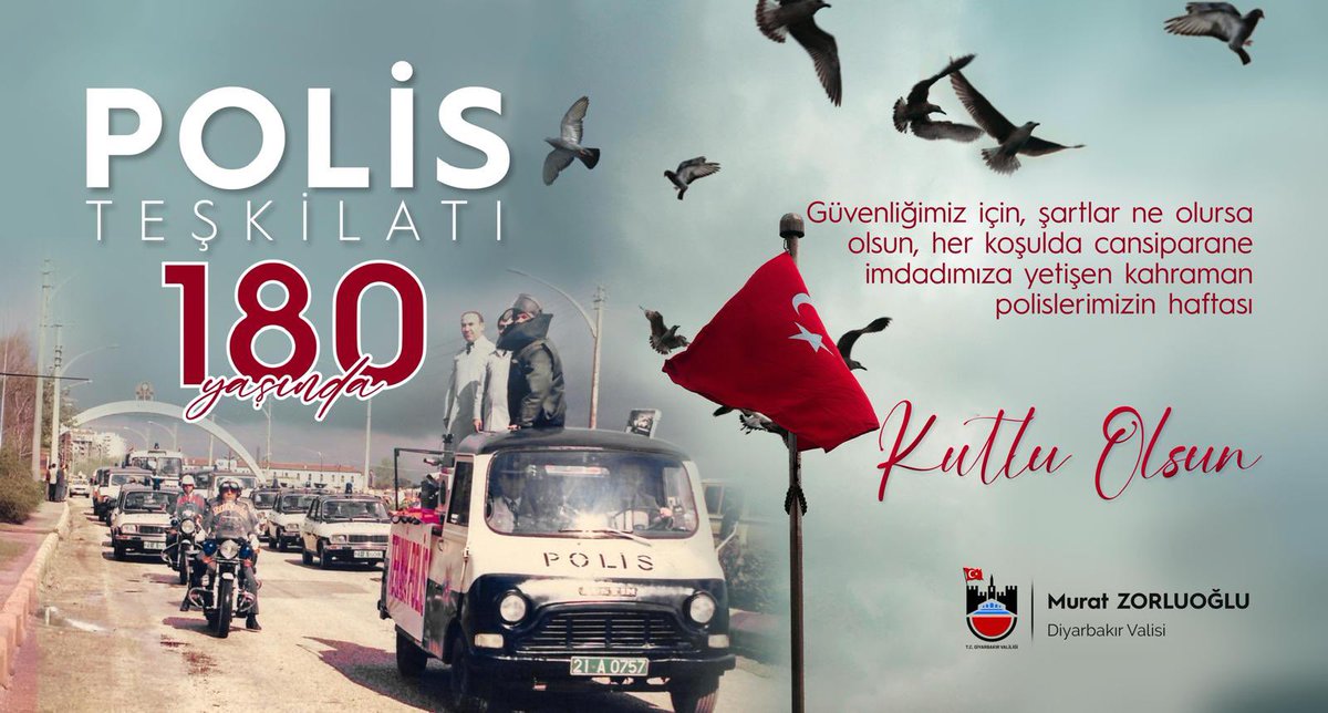 Huzurumuzun ve güvenliğimizin teminatı Türk Polis Teşkilatımızın 180. Kuruluş Yıl dönümü kutlu olsun.

<a href="/vali_zorluoglu/">Murat Zorluoğlu</a> 
#10NisanPolisHaftası 
#TürkPolisTeşkilatı180Yaşında