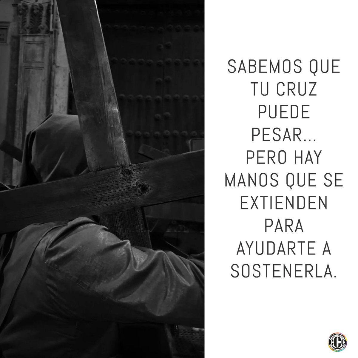 asoc_ccc's tweet image. Sabemos que la cruz puede pesar… Pero hay manos que se extienden para ayudarte a sostenerla.