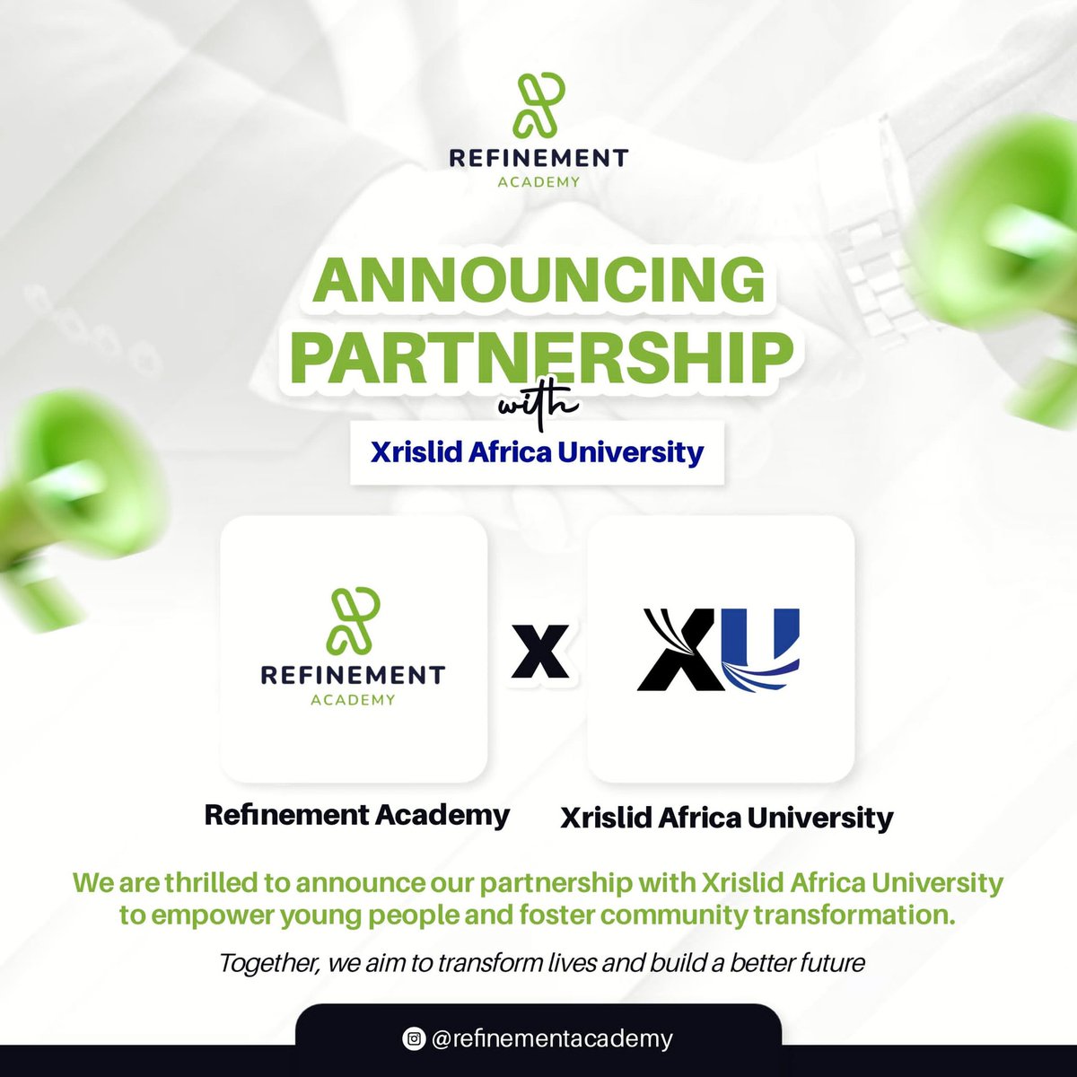 RefinementAcad's tweet photo. Big News Alert! 🚀🥳

REFINEMENT ACADEMY is thrilled to join forces with XRISLID UNIVERSITY AFRICA in a groundbreaking partnership to empower young minds and drive meaningful community transformation.

#orphans #empowerment #skills #refinementacademy #teenagemothers #Benincity https://t.co/CIOwOlnWwO