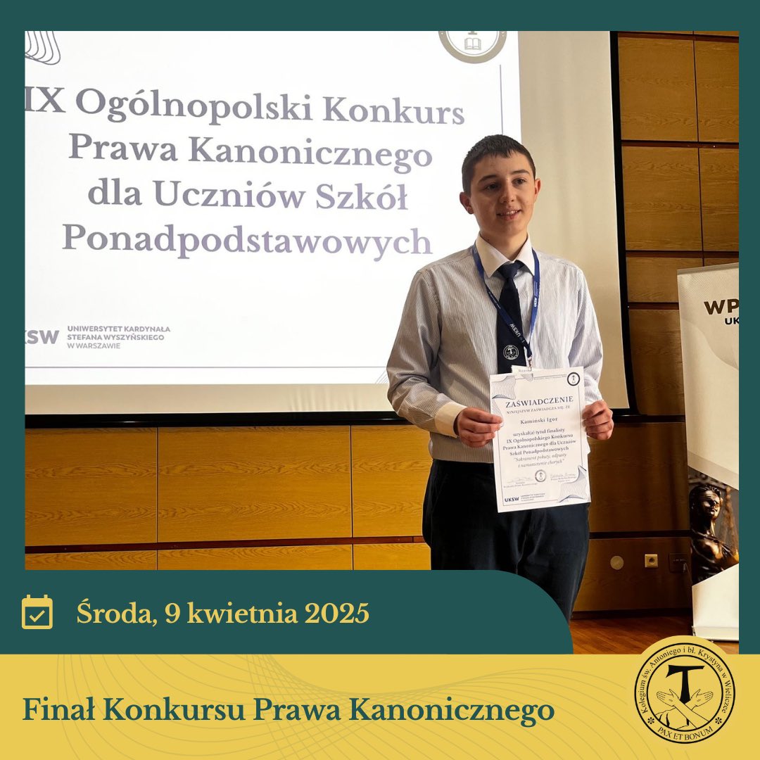 NSD_OFM's tweet photo. W środę, 9 kwietnia 2025 r. w Warszawie 🏙️ odbył się Finał IX Ogólnopolskiego Konkursu Prawa Kanonicznego ⚖️📖, organizowany przez Studencko-Doktoranckie Koło Naukowe Regula Iuris 👩‍🎓👨‍🎓 działające przy Wydziale Prawa Kanonicznego UKSW 🎓✨. https://t.co/Tgk4esOLRa