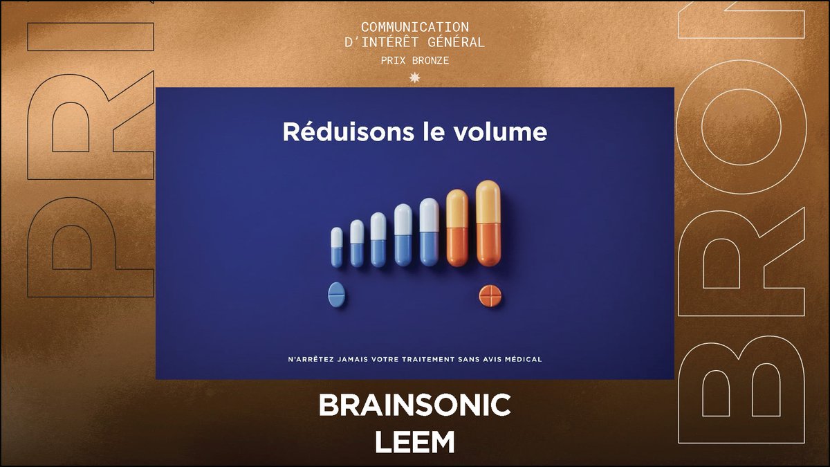 Catégorie Communication d’intérêt général : un #BRONZE revient à <a href="/LeemFrance/">Leem</a> et <a href="/BrainsonicParis/">Brainsonic</a> pour la campagne « Réduisons le volume » Bravo ! #gpstrat #Engagement