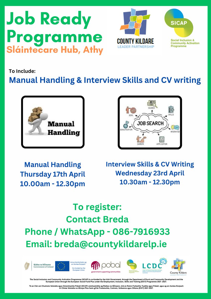 #SICAP #LastCall #JobReadyProgramme 

Contact Breda: 086-7916933