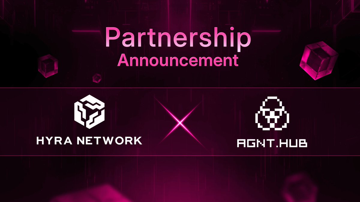 🎊Partnership Announcement🎊

Hyra Network is thrilled to join forces with <a href="/agnt_hub/">AGNT Hub</a>, the ultimate omnichain playground for AI agents! 🚀

With over 300K social subscribers and 40K daily active users on AGNT Hub's in-app quest platform, this partnership promises massive exposure