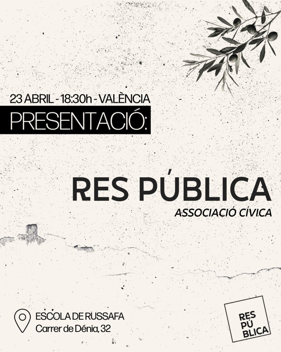 El proper 23 d’abril us convidem a la presentació de Res Pública, un nou espai de trobada, pensament i construcció republicana, feminista i ecologista.

Perquè la República la construim junts i juntes. 

#ResPublica