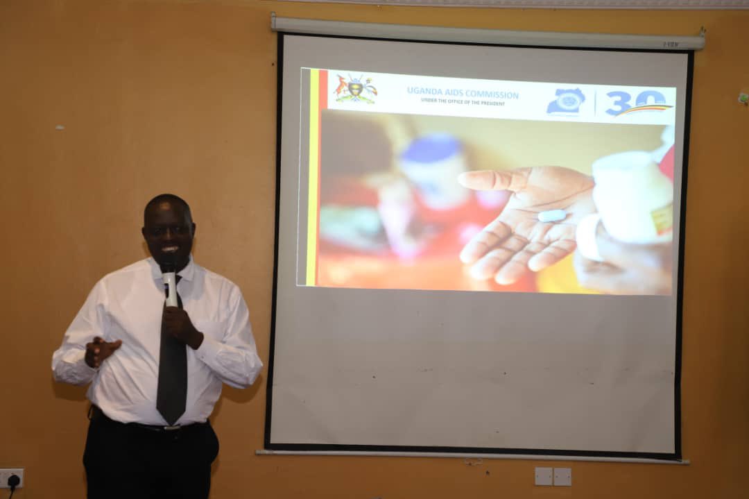 Director of Partnerships - UAC, Tom Etii, sharing with stakeholders in the Education Sector, updates on the status of HIV in Uganda, HIV mainstreaming in Education Sector &amp; preparations for Candlelight Memorial Event, at a meeting happening now at the Royal Suites Hotel in