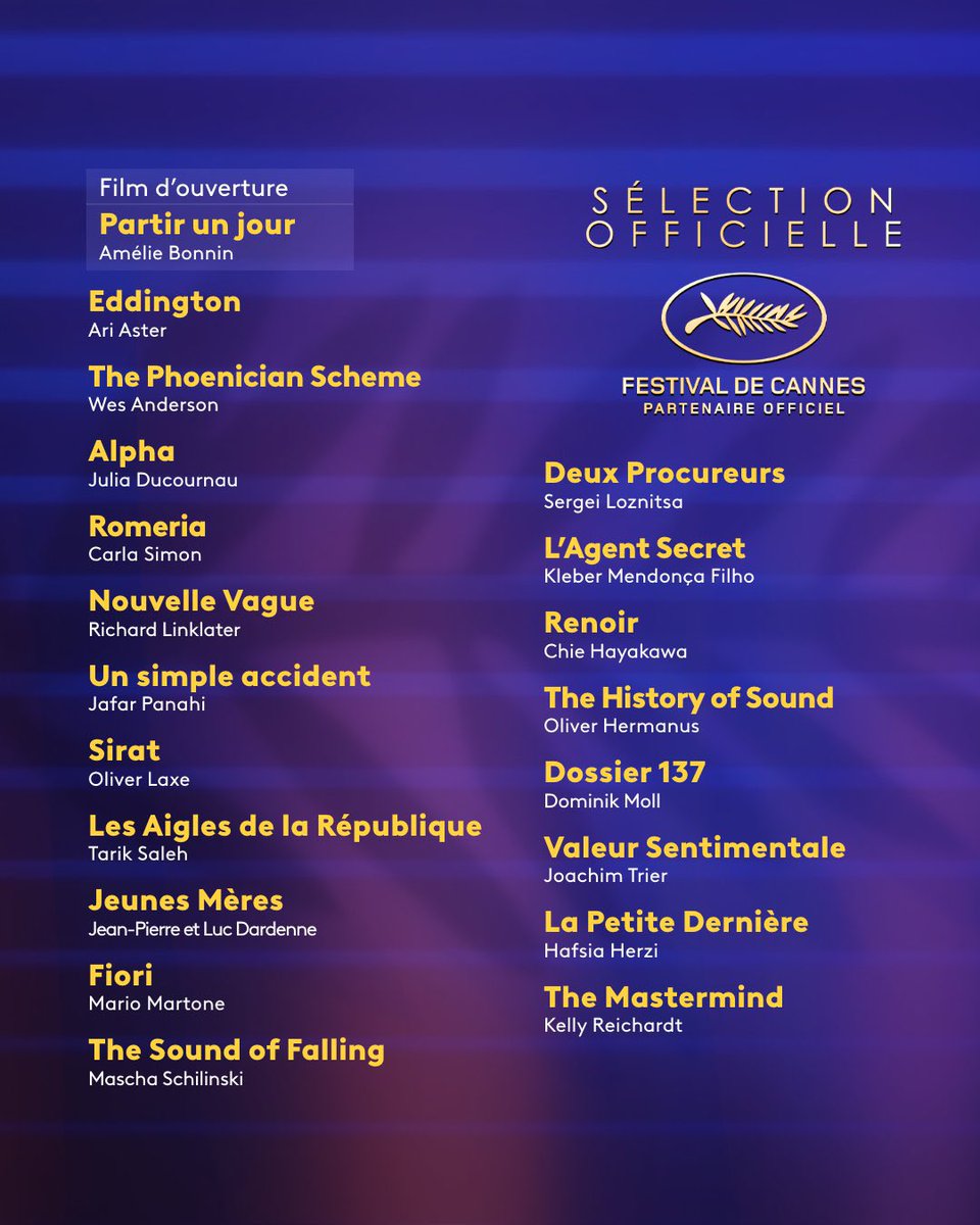 Toda la sección oficial del Festival de Cannes de 2025.