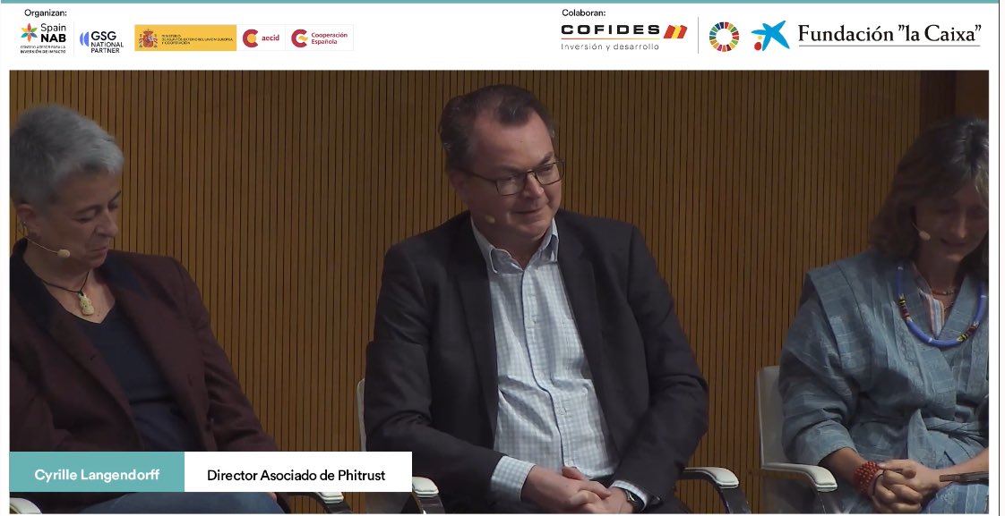 SpainNAB's tweet photo. @MercedesValcarc @AECID_es @CooperacionESP @COFIDES @FundlaCaixa @GSIInvestments @Anesvad @Educo_ONG @GAWACapital @anton_leis @EIF_EU @MALeonLopez Cyrille Langendorff #Phitrust aboga por la colaboración de inversores de impacto franceses y españoles para impulsar la #InversióndeImpacto al desarrollo.
Pone como ejemplo los Fondos Solidarios 90/10 para movilizar inversiones privadas para proyectos sociales (18 billones €) https://t.co/YtSvw81JCO