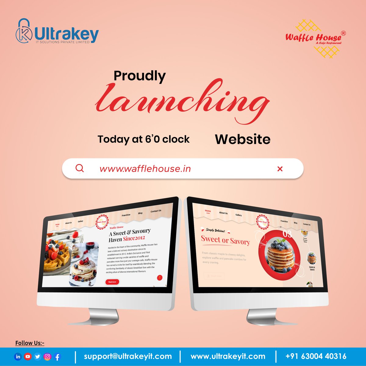 UltrakeyIT's tweet photo. 🚨 Launch Alert!
The all-new Waffle House India website is LIVE 🍓🧇
Built by us at Ultrakey IT Solutions! 💻
👉 https://t.co/G5d57cQggz
#WebsiteLaunch #UltrakeyIT #WaffleHouse #NewWebsite #WebDev https://t.co/mBGzwjuUgp