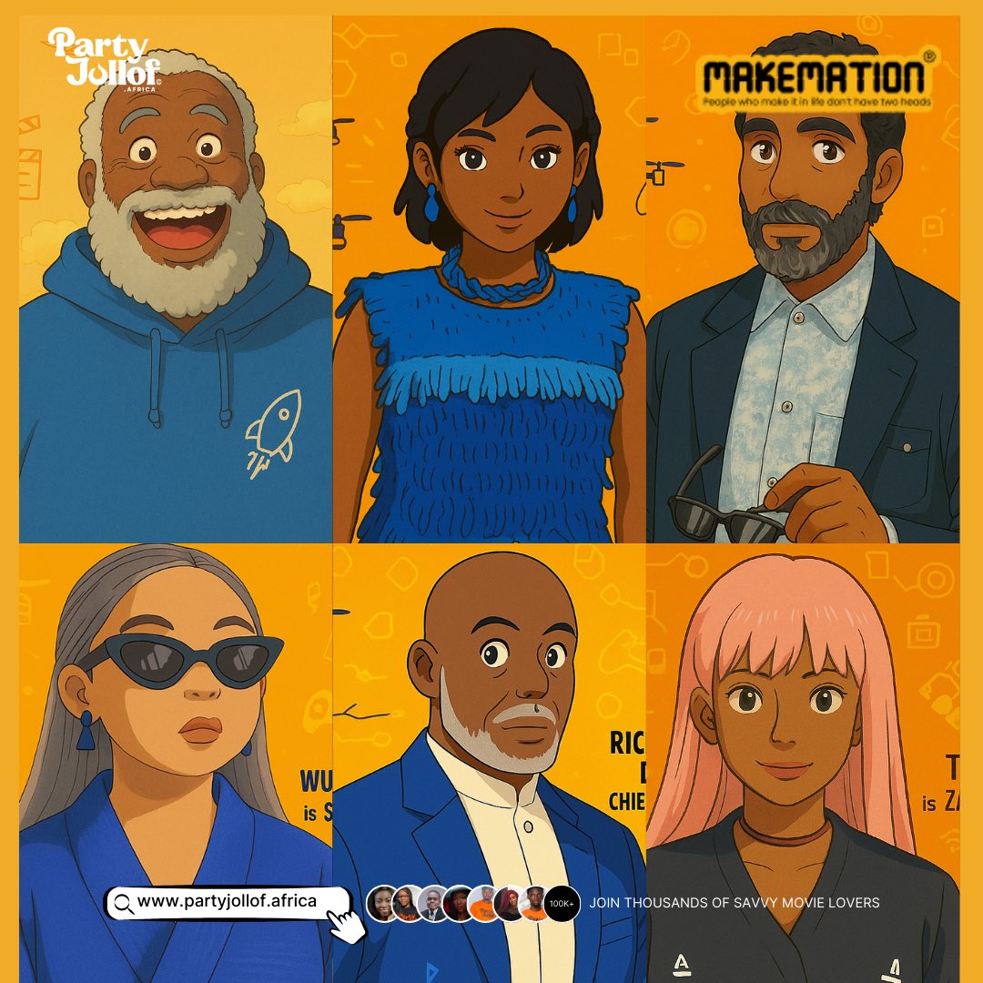 therestismovie's tweet photo. 🟠🔥 @makemationfilm Stellar Cast Posters Ghiblify which is your favourite 🤩 MAKEMATION IN CINEMAS APRIL 18

#partyjollofafrica #makemation https://t.co/ar4qHtnVR6
