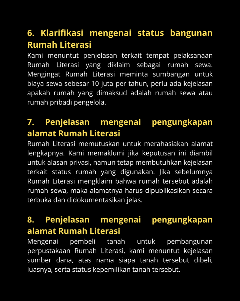 Kami, pengelola kegiatan literasi, menyampaikan sikap tegas terkait dugaan penggelapan dana dan ketidaktransparanan yang terjadi pada Rumah Literasi. Kami menuntut penjelasan yang jelas serta langkah konkret untuk mengembalikan kepercayaan publik terhadap gerakan ini.