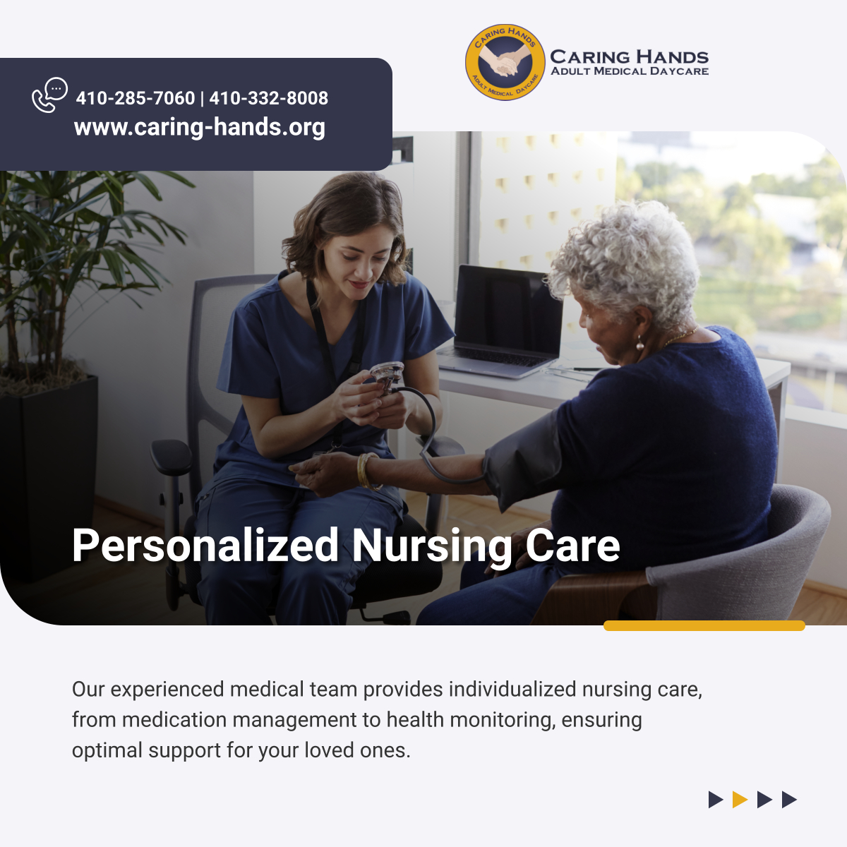 caringhandsamd's tweet photo. Professional nursing care tailored to meet individual needs. Let us help your loved ones maintain their health with expert care and support.

#BaltimoreMD #AdultDayCare #NursingCare https://t.co/LFiZJMCNTp