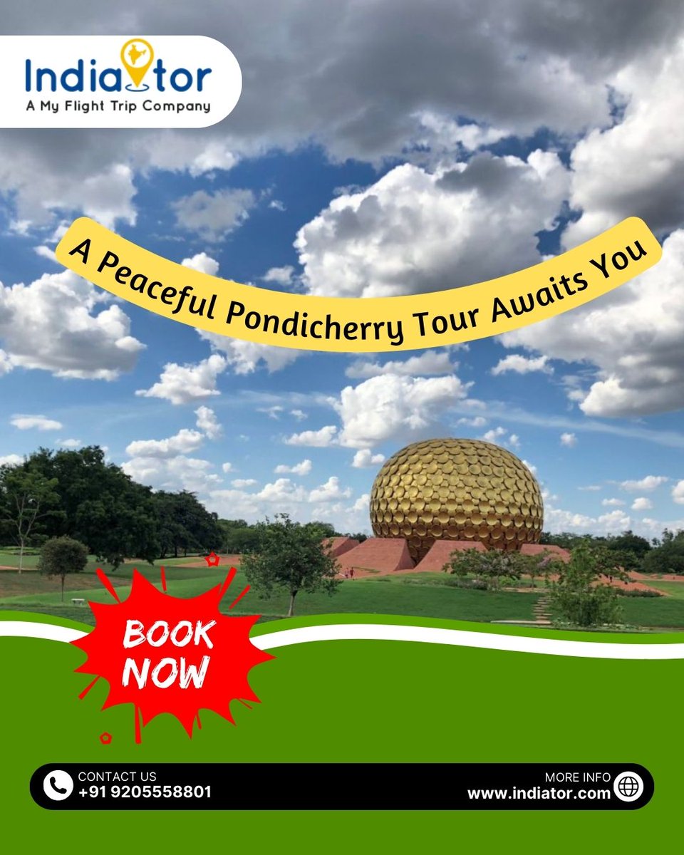 IndiatorT's tweet photo. Explore the scenic sights and pleasant beaches of Pondicherry on a relaxing tour with Indiator. Check out the itinerary on our website, and book now! https://t.co/8IiLZL2uC7
#Indiawithindiator #Tamilnadu #pondicherrytrip #tourism #VisitIndia #ExploreIndia https://t.co/N53HlrwQgC