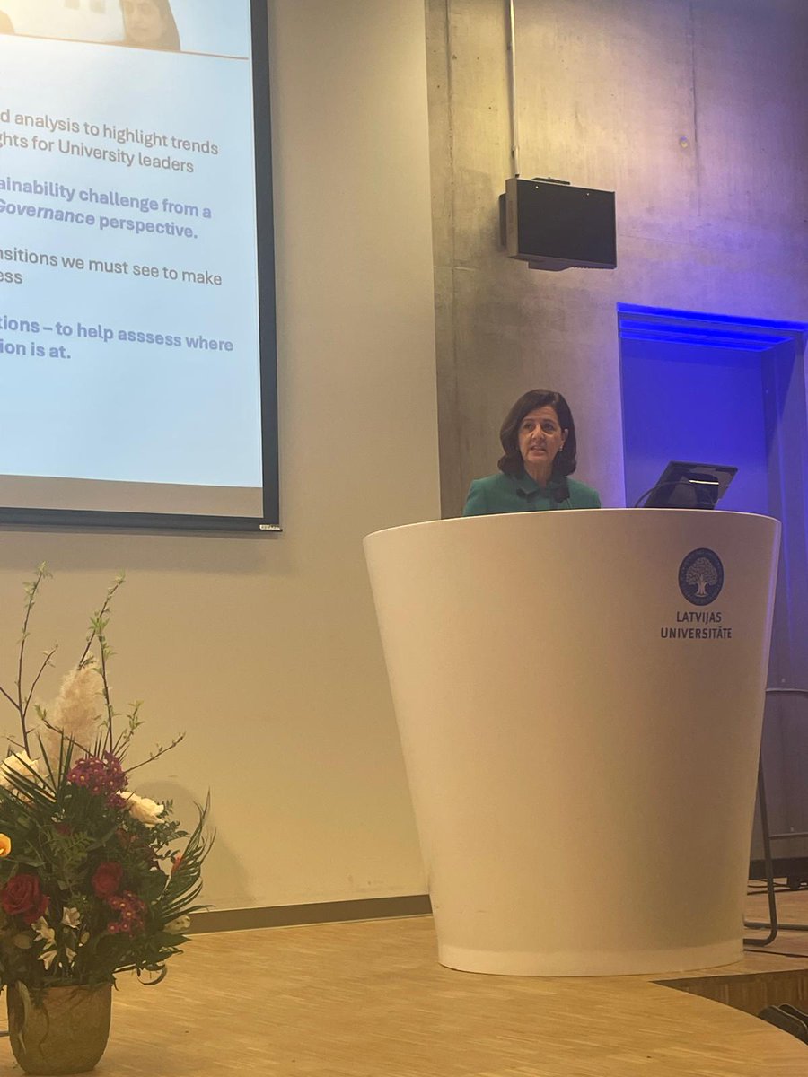 euatweets's tweet photo. "We need to understand the broader demographic changes, economic and energy instability, digitalisation and influence of AI... these are all change agendas forcing HEIs to think how we renew ourselves. Sustainability cannot be treated in isolation" @DaniellaTilbury #EUA2025AC https://t.co/othVdFSqse