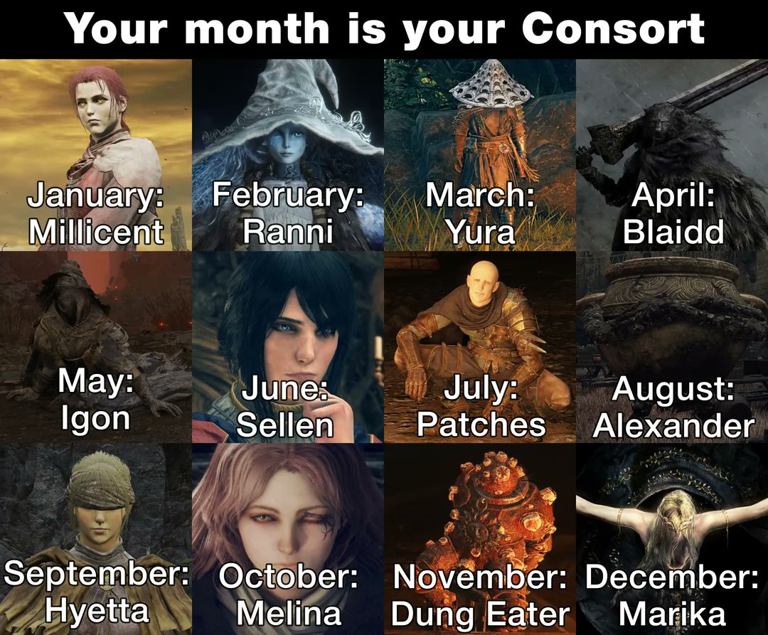 NightreignNews's tweet photo. Which Month are you?
#ELDENRING https://t.co/mMXjPwGgu3
