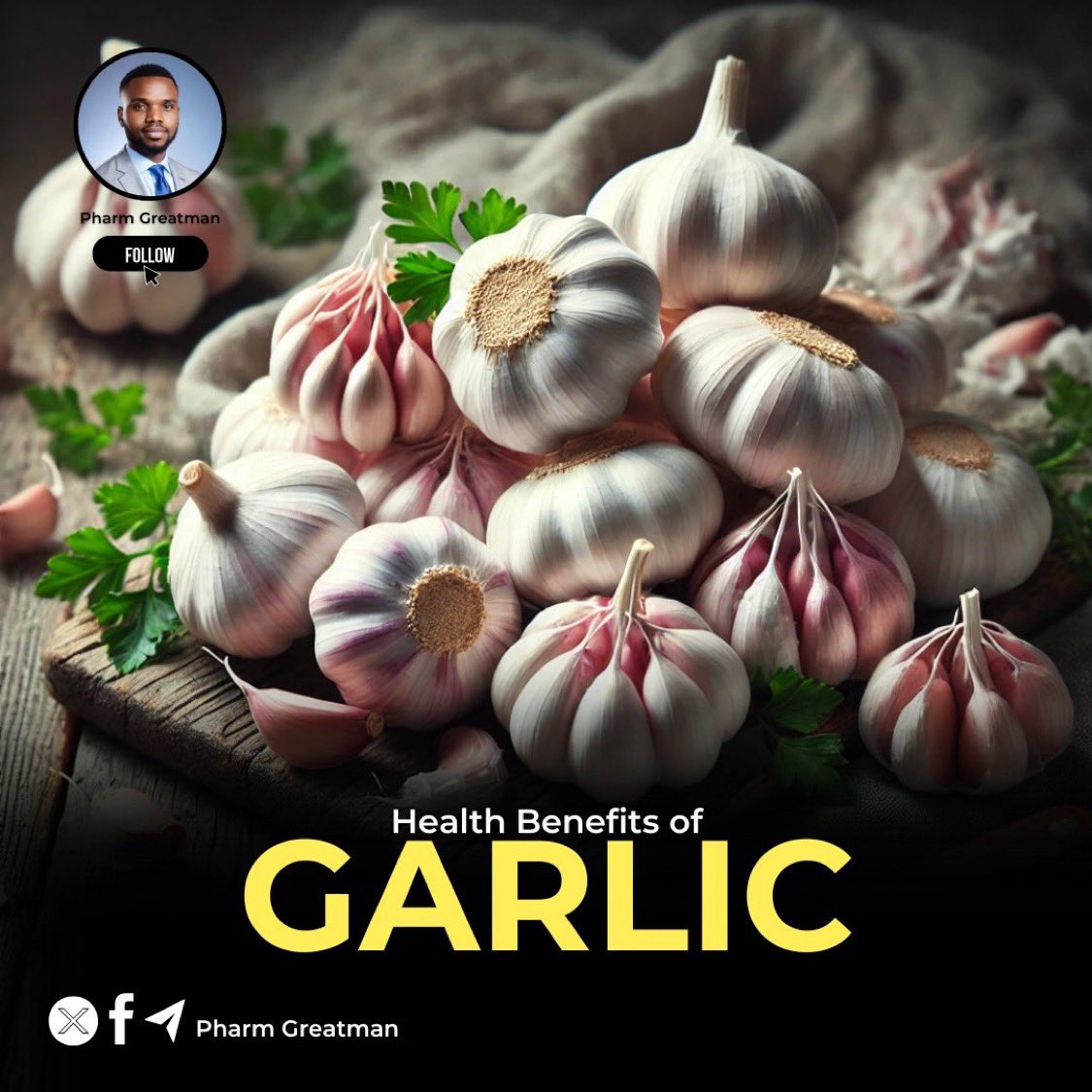OGreat6's tweet photo. HEALTH BENEFITS OF GARLIC

Garlic is like a natural health superhero. Packed with powerful compounds, it can work wonders for your body. 

This is why you should consider adding garlic to your daily routine. 🧄 https://t.co/cn7TTl93on