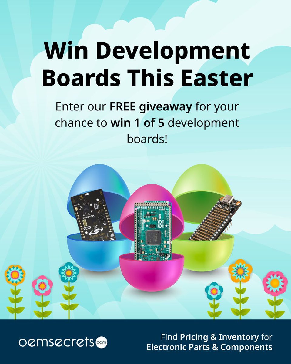 oemsecrets's tweet image. 🐣 NEW Giveaway Alert 🐣 

We are delighted to launch our Easter giveaway!
To celebrate, we are giving away FREE development boards to lucky engineers, makers, and electronics enthusiasts. 

👉 Don't miss out and enter now: buff.ly/iZujt4o 

🍀 Good luck!