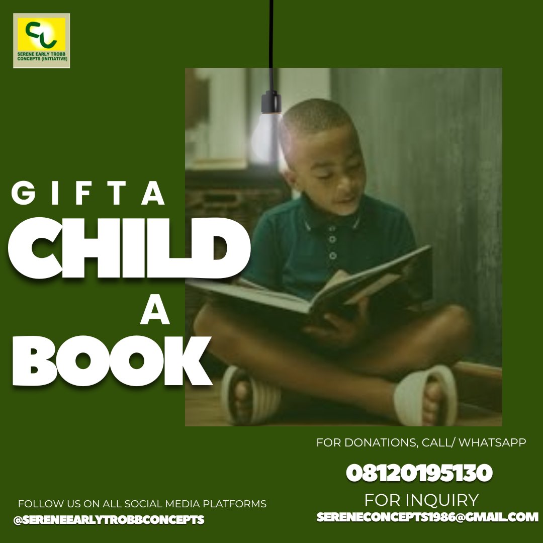 Hi everyone. Here is a project I’m currently working on for children in slum/underserved communities. The name of the project is titled, ‘Gift A Child A Book’, Kindly support me. 
Follow <a href="/Serene_Concepts/">Rhoda Serene Care Foundation</a> for more
#book #readingcommunity <a href="/Global4Children/">Global Fund for Children</a> <a href="/WorldBookDayUK/">World Book Day UK 📚</a> <a href="/UNESCO/">UNESCO 🏛️ #Education #Sciences #Culture 🇺🇳</a>