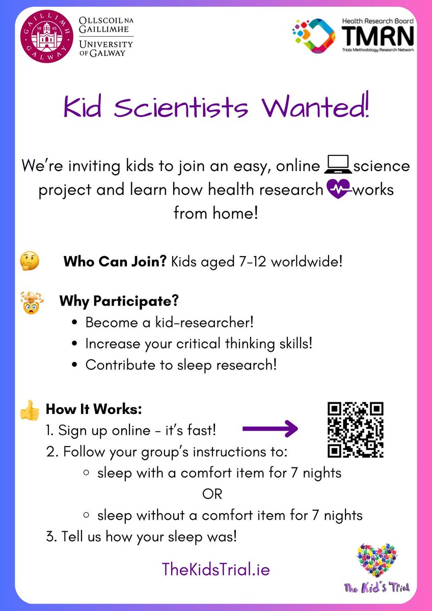 TheKidsTrial (@thekidstrial) on Twitter photo We're recruiting!
Join a kid-led and kid-designed research study from home!
Kids, globally, are invited to become sleep scientists and join <a href="/TheKidsTrial/">TheKidsTrial</a> and learn how we do health research! We're recruiting!
Join a kid-led and kid-designed research study from home!
Kids, globally, are invited to become sleep scientists and join <a href="/TheKidsTrial/">TheKidsTrial</a> and learn how we do health research!