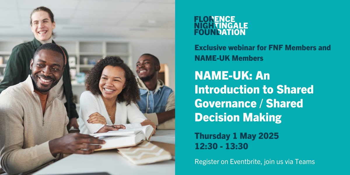 Our next webinar for #FNFMembers &amp; <a href="/NAME_UK1/">NAME - UK</a> members 1 May, 12:30pm: Shared Governance + Shared Decision Making fosters collaboration, professional growth + a culture of continuous improvement, giving staff a real voice in decision-making. Register now at: tinyurl.com/3jy4ptne