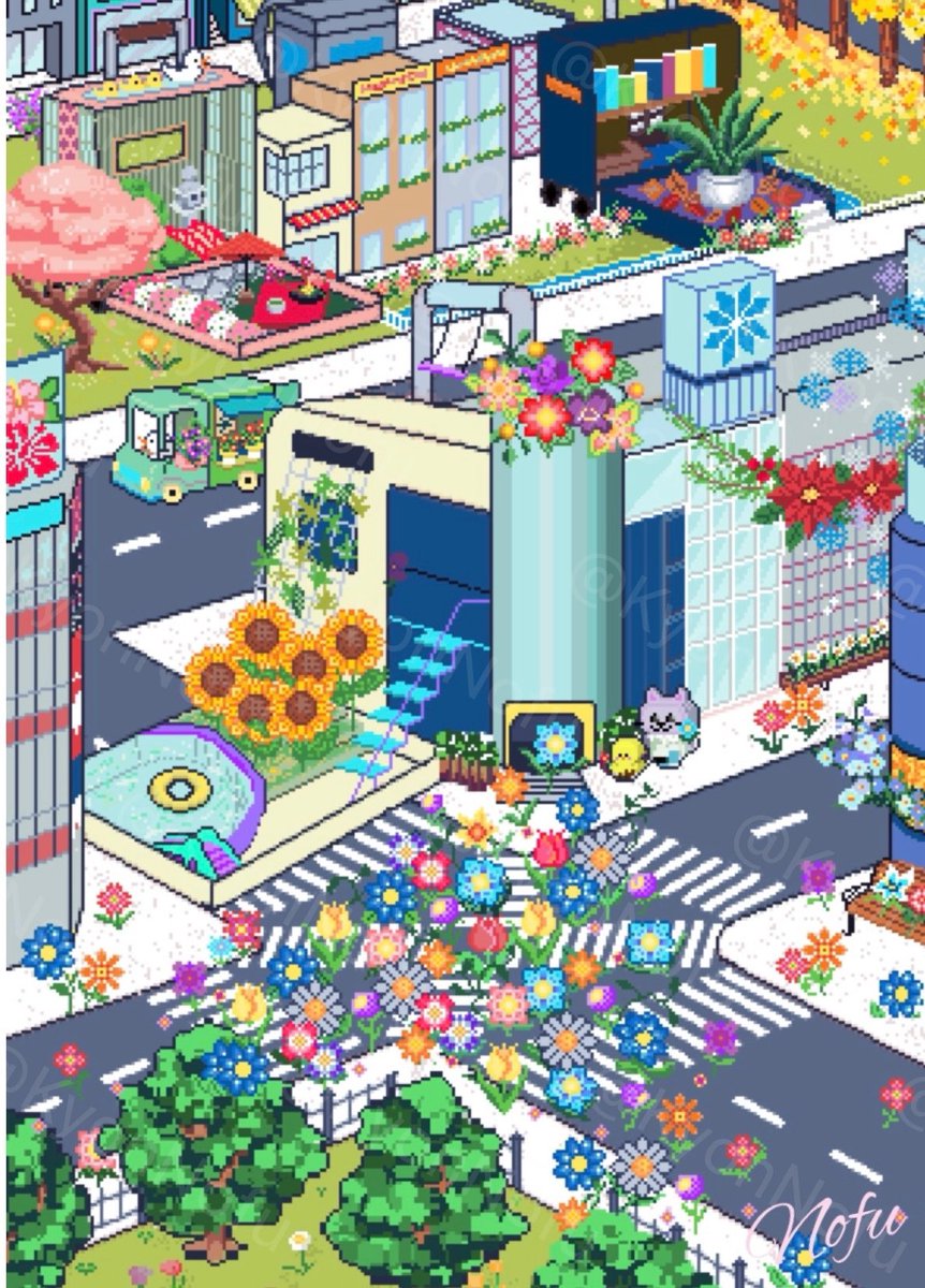 KyonNofu's tweet image. 四季折々🌸🌻🍁❄️
 #あなたの描く四季が見たい
#ドット絵 #ピクセルアート