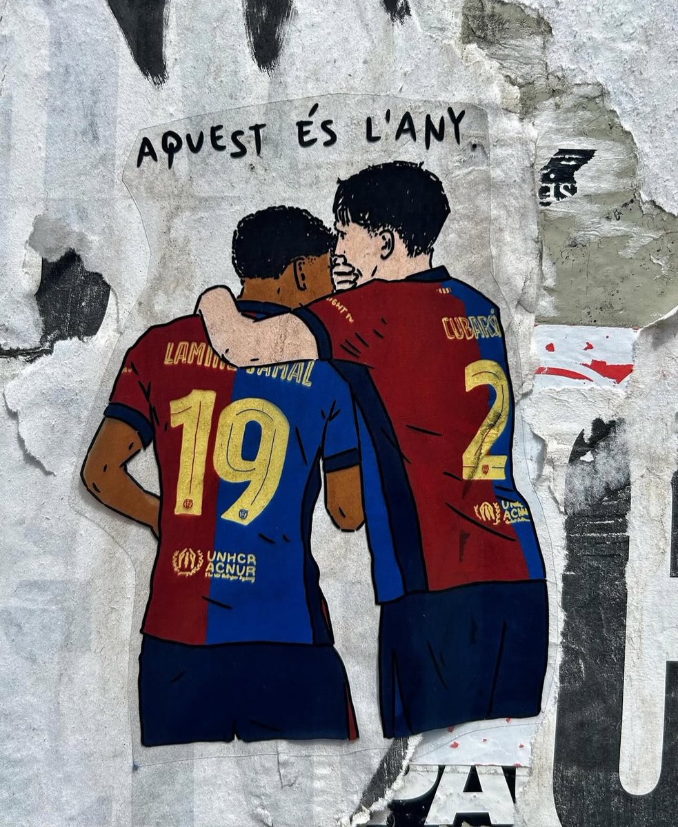 victor_nahe's tweet photo. “Aquest és l’any”, le dice Cubarsí a Lamine Yamal

El sticker que ya corre por Barcelona de la mano de @mikinoelle https://t.co/ufUxwcTUtu