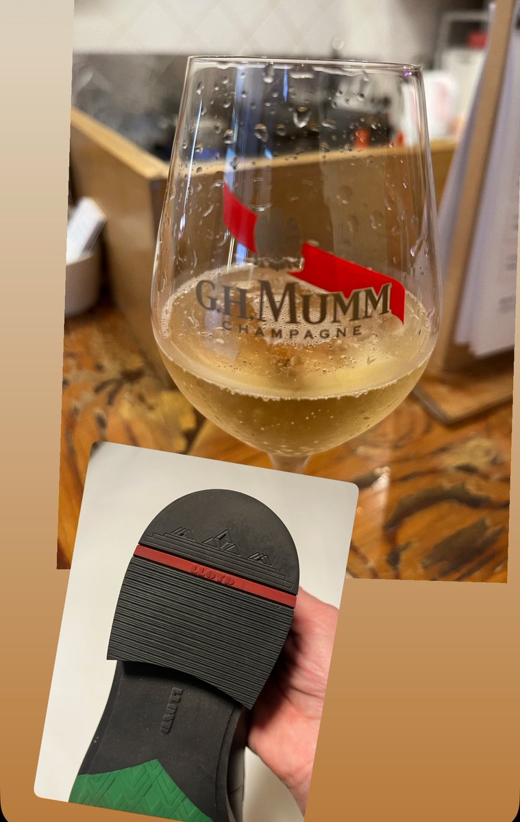 HeidiJuopperi's tweet photo. Uudet Lloydin loaferit ansaitsevat neitsytmatkallaan  punaraitaisen juoman. 
(Halpa jeni, kympin lasi)
#Lloyd #Mumm https://t.co/WHClNT19eX