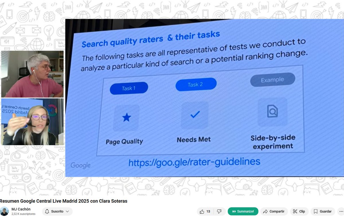 Gracias <a href="/mjcachon/">MJ Cachón</a> y <a href="/ClaraSoteras/">Clara Soteras</a>  por el resumen que estáis haciendo para los que no pudimos estar en el #GoogleCentralLive de Madrid #MujeresenSeo #SEO #marketingdigital #Google