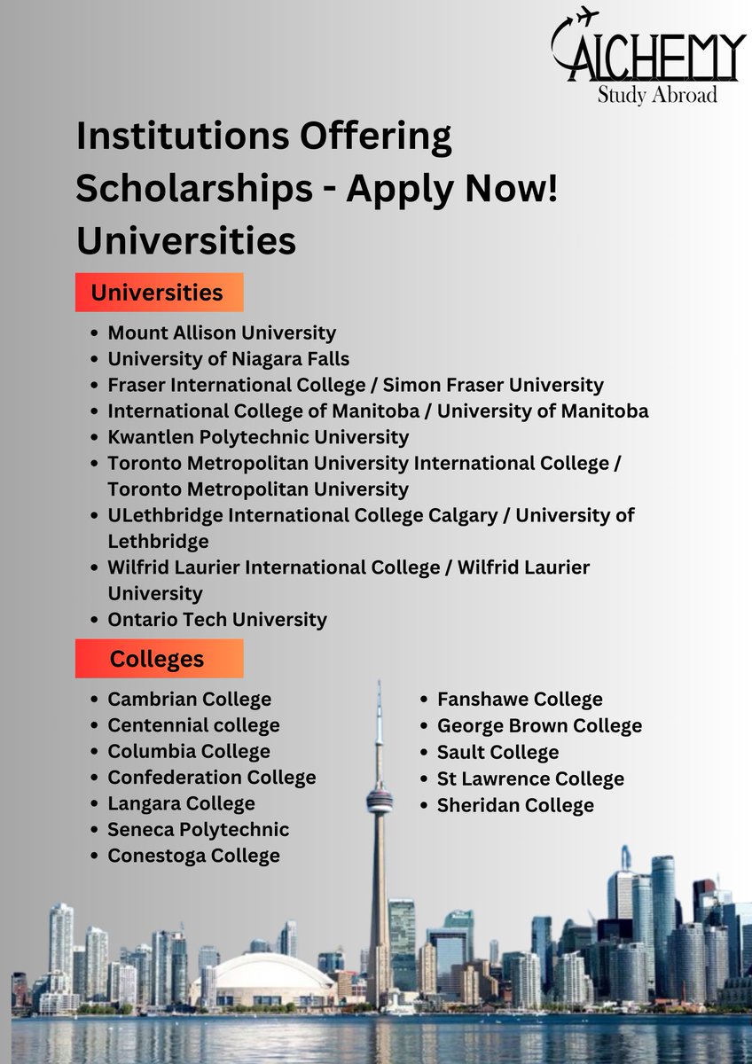 Alchemy_Study's tweet photo. 🎓🌍 Institutions Offering Scholarships – Apply Now! 💸✨ Unlock your chance to study abroad with amazing scholarship opportunities at top universities. Don’t miss out—secure your future today! ✅ #scholarshipsabroad #studyabroad #applynow #globalopportunities https://t.co/DRA7w1xBhD