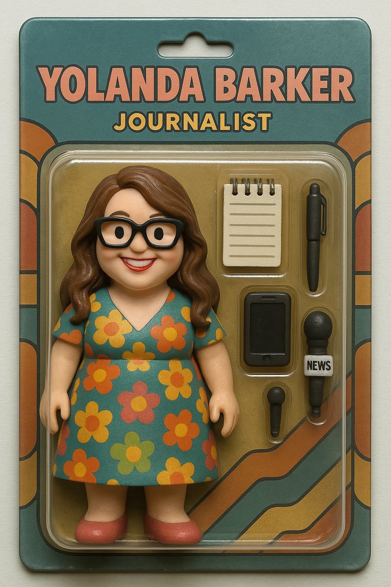 bizywizy's tweet photo. ChatGPT turned me into a 3D action figure. 😳🎤
Bright dress, glasses, journalist props—and the box has my actual name on it.
Weirdly wholesome. Surprisingly powerful. Totally AI.
https://t.co/dqRm8ofYCM
#ChatGPT #AIArt #AItools #JournalistLife #ActionFigureMe https://t.co/QSsQ0JYOUq